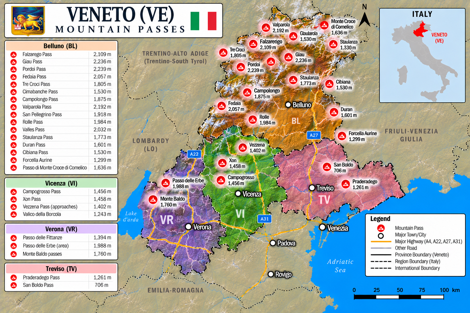 Veneto & Dolomites Map